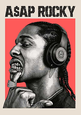 A$AP Rocky Portrait with Headphones