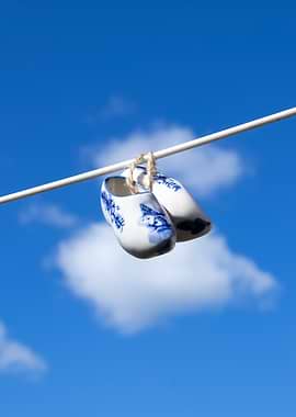 Dutch Clogs Against a Blue Sky