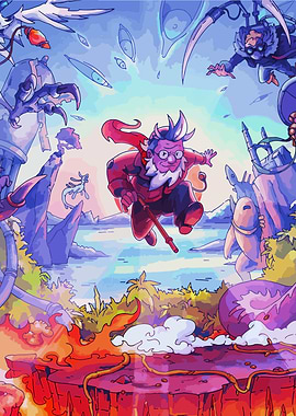 The eternal life of goldman running through a vibrant landscape