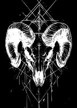 Ram Skull with Geometric Designs