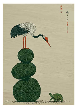 Crane and Turtle Zen Stones