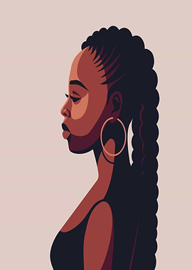 Profile of a Woman with Braids