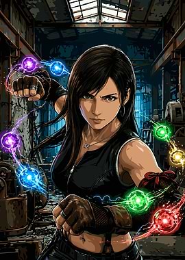 Tifa Lockhart with Elemental Orbs