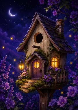 Enchanted Fairy House at Night