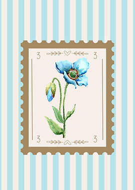 Blue Poppy Stamp Design
