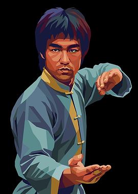 Bruce Lee in Kung Fu Pose