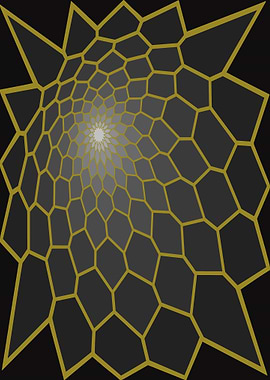 Abstract Geometric Tunnel with Golden Outline