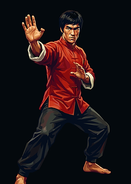 Bruce Lee in Kung Fu Pose