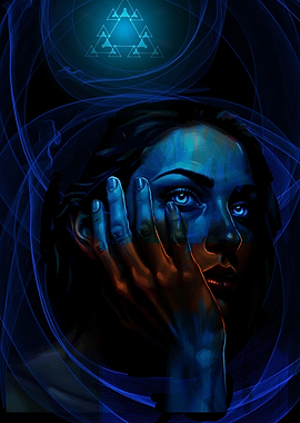 Mysterious Woman with Fractal Symbol