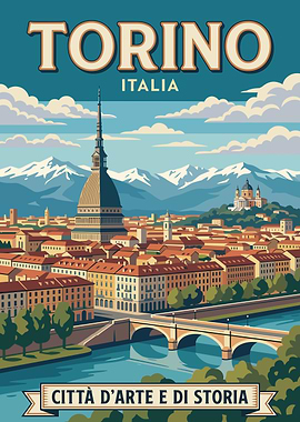 Torino, Italy Vintage Travel Poster