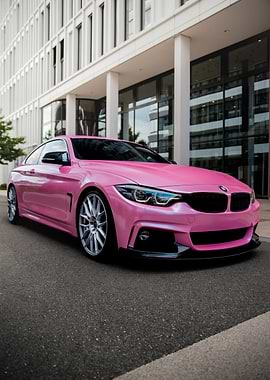 Pink BMW Coupe in Urban Setting