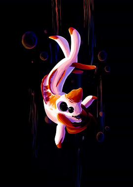 Surreal Koi Fish in Dark Water