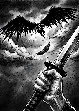 Angel Falling with Sword