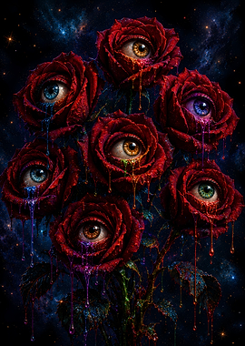 Surreal Roses with Eyes