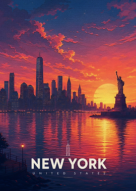 New York City Skyline at Sunset