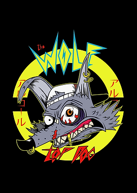 Aggressive Wolf with 'The Wolf Top Dog' Text