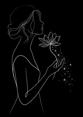 Woman Holding a Magical Flower