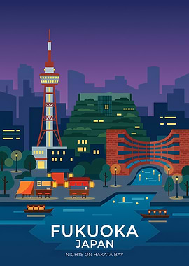 Fukuoka Japan Nights on Hakata Bay