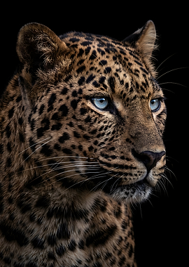 Leopard with striking blue eyes