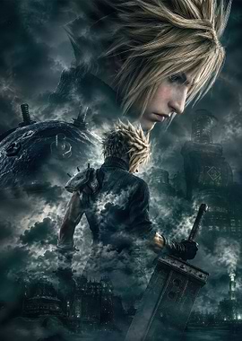 Cloud Strife in a Moody Setting