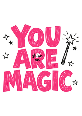 YOU ARE MAGIC Pink Crayon Typography Wall Art Poster Whimsical Empowering Quote