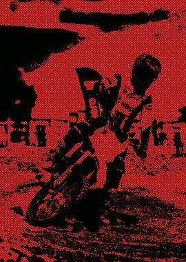 Motocross in Action Halftone Effect