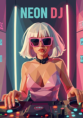 Neon DJ with Pink Sunglasses