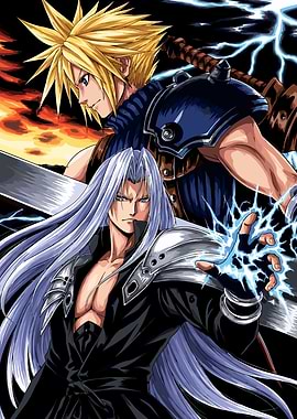 Final Fantasy Cloud and Sephiroth Lightning Battle