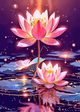 Enchanting Lotus Flowers at Night