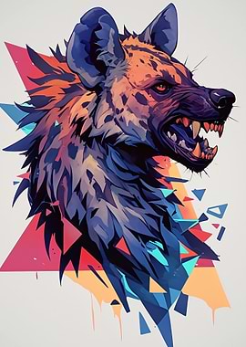Aggressive Hyena with Geometric Background