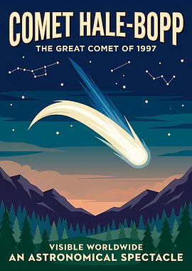Comet Hale-Bopp Vintage Poster