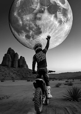 Motocross rider reaching for the moon