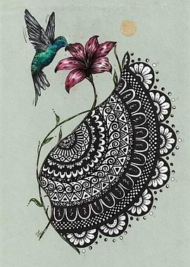 Mandala Flower & Hummingbird