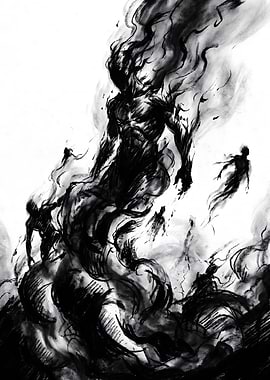 Dark Shadowy Figure with Souls