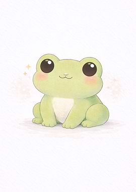 Cute cartoon frog with blush