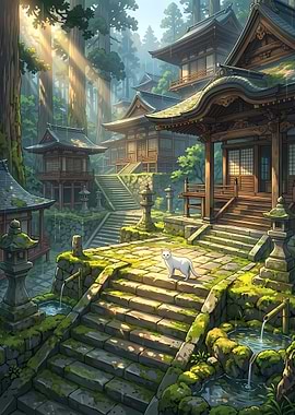White Cat at Japanese Temple