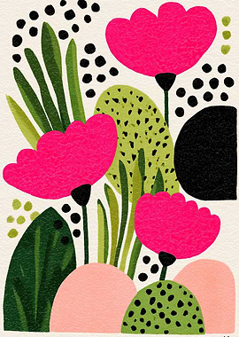 Vibrant Abstract Floral Illustration