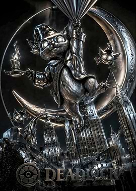 Steampunk Cat Wizard in a Cityscape
