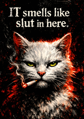 Cat Smoking with Text