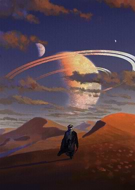 Desert Wanderer Under Alien Sky