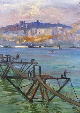 The Entrance, Dover Harbour, 1918 by John Lavery WW1 Historical Painting