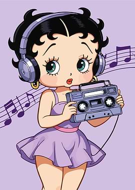 Betty Boop with Headphones and Boombox