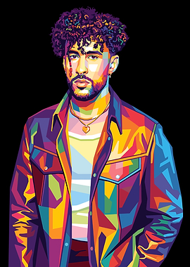 Bad Bunny WPAP Portrait