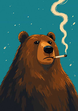 Bear Smoking a Cigarette