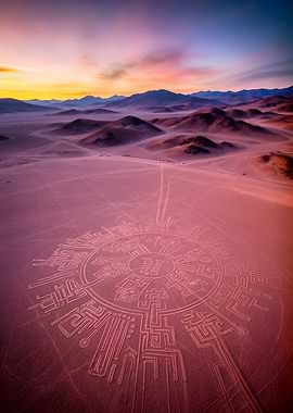 Desert Geoglyph at Sunset