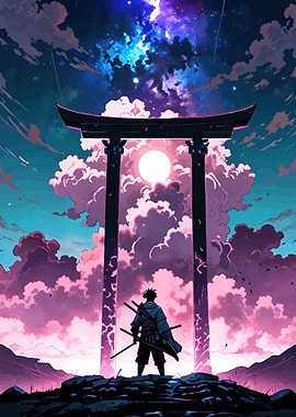Samurai Under Cosmic Torii Gate