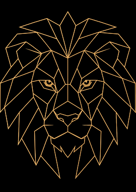 Geometric Lion Head Illustration