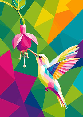 Hummingbird and Fuchsia Flower