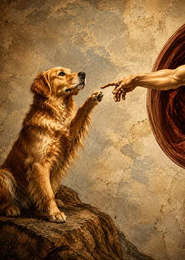 The Creation of Adam with a Dog