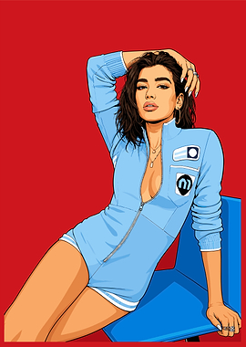 Dua Lipa in a blue jumpsuit